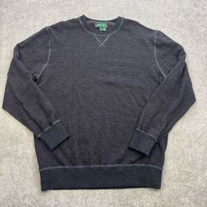 Orvis Mens Dark Gray Heathered Merino Wool Crew Neck Long Sleeve Sweater XL